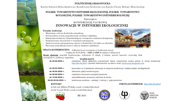 Konferencja  "Innowacje w Inżynierii Ekologicznej"